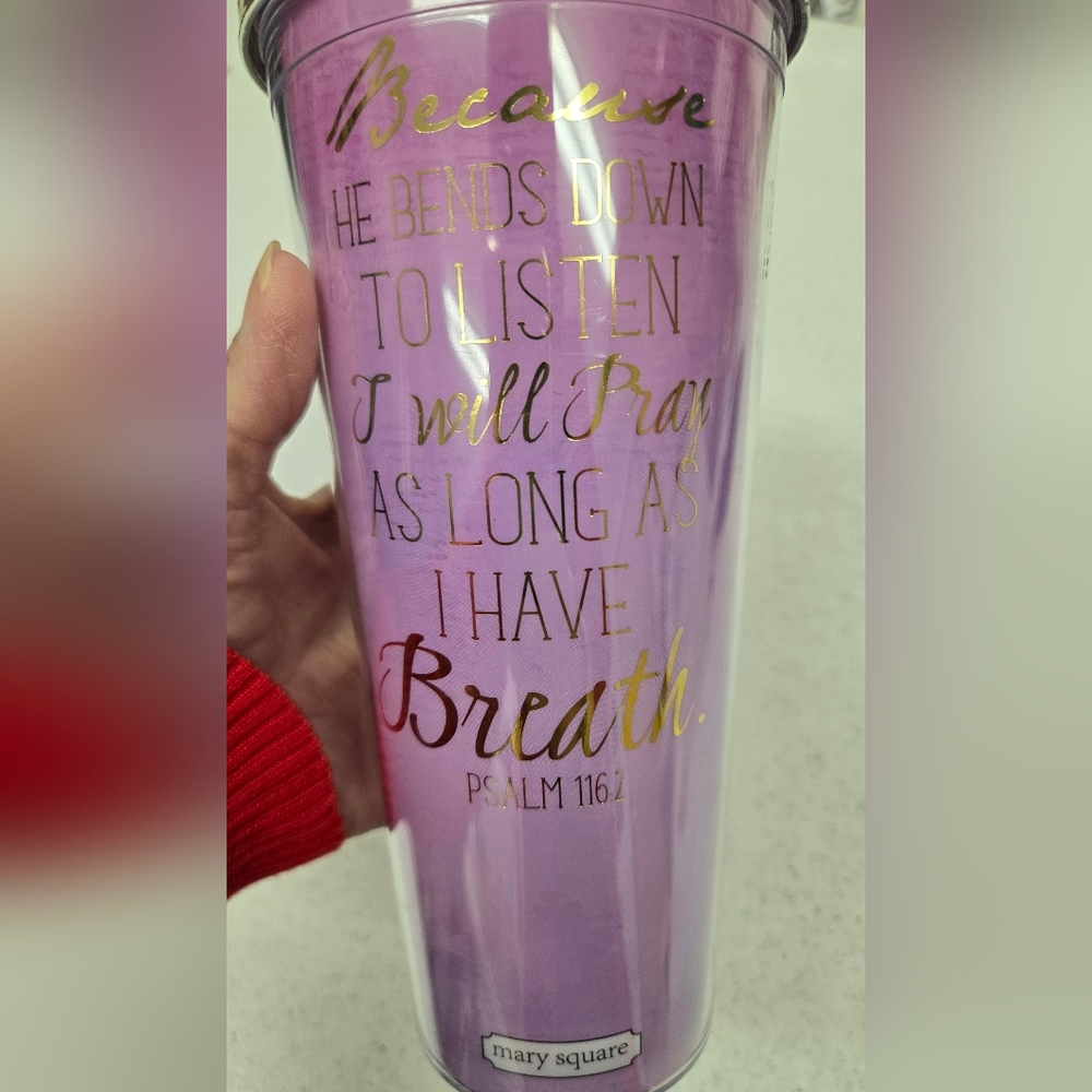 24 Ounce Drink Cup With Bible Verse On Front. Like new.